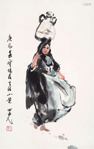 杨之光（1930～2016） 2000年作 埃及妇人 镜框 设色纸本