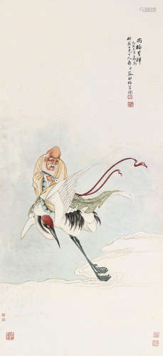 容祖椿（1872～1942） 1909年作 南极星辉 立轴 设色纸本