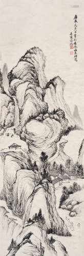 石霞（1882～1969） 1940年作 西来禅院图 立轴 水墨纸本