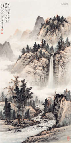 黄君璧（1898～1991） 1957年作 青山绿水 立轴 设色绫本