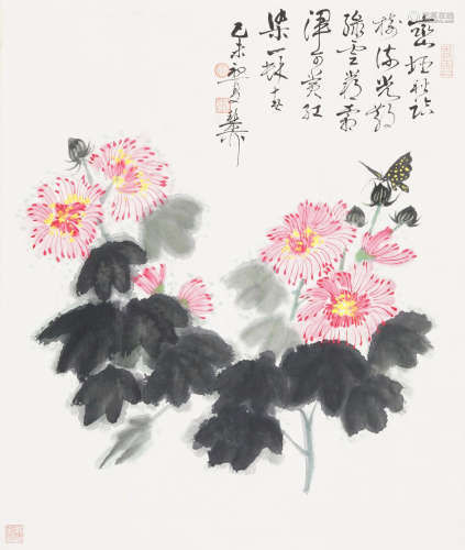 谢稚柳 芙蓉花 设色纸本 立轴