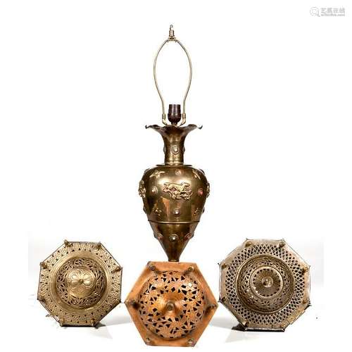 Brass Table Lamp and Lantern Heads