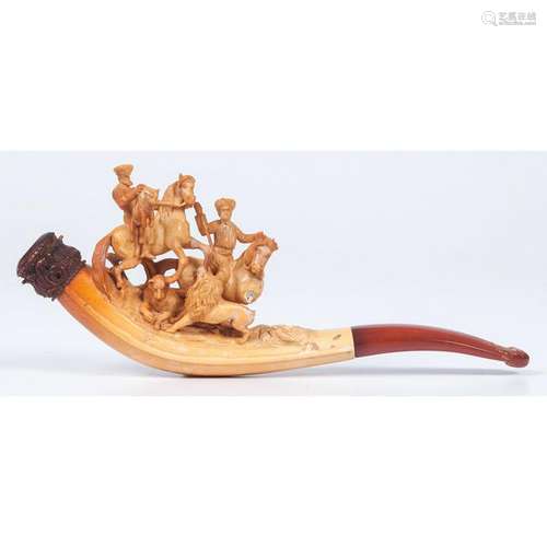 Meerschaum Pipe with Hunt Scene