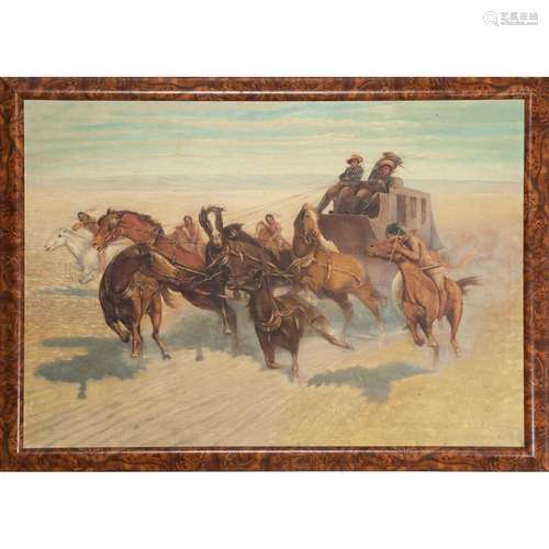 Western Painting, After Frederic Remington (American,