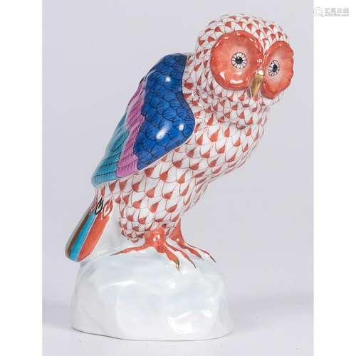 Herend Fishnet Porcelain Owl