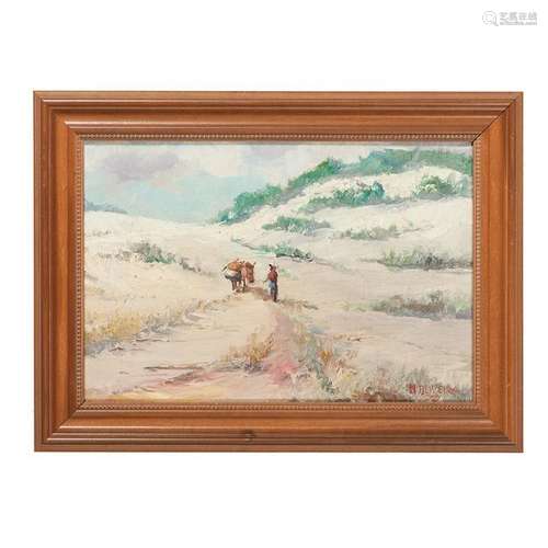 Oil on Canvas Desert Scene, Signed H. Oliveirs