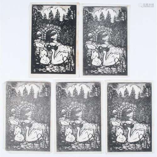 Collection of Linocuts, Including Prints by George Post