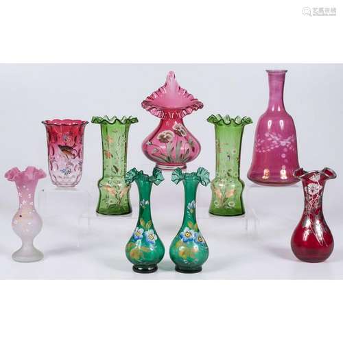 Victorian Painted Glass Vases