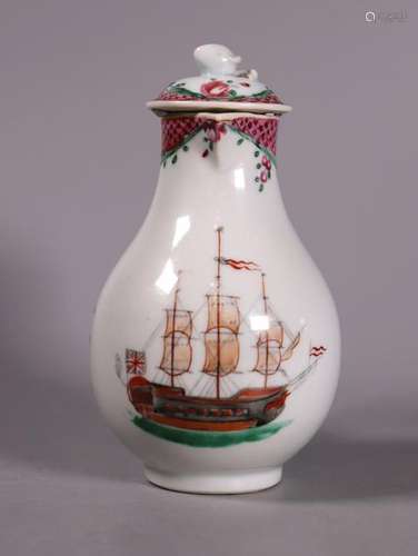 Chinese 18 C Porcelain Ship & English Flag Creamer