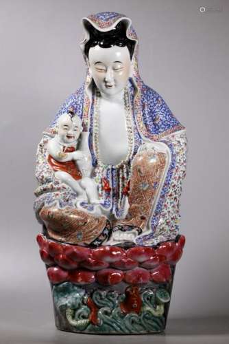 Zhumaojizao; Chinese Enameled Porcelain Guanyin