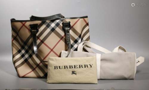 2 Burberry Handbags, Signature Plaid Tote & Travel