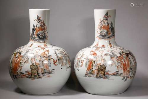 Christie's Pr Chinese 19C Porcelain 18 Lohan Vases