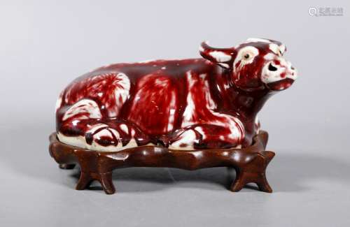 Chinese Ox-blood Glazed Porcelain Water Buffalo