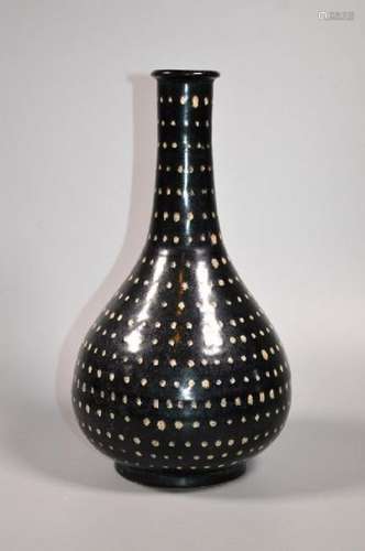 Chinese Jizhou White Spotted Black Glazed Bottle