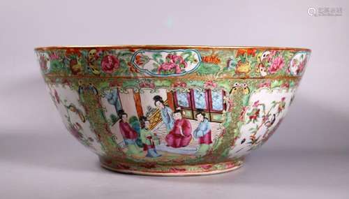 Chinese Famille Rose Mandarin Porcelain Lg Bowl