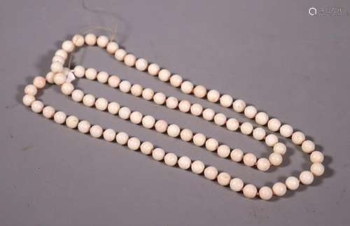 Pale Angel Skin Coral Bead Rope Necklace; 88G