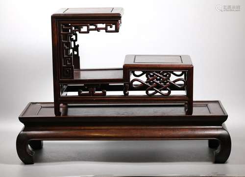 Chinese Hardwood 3 Level Stand & Ruyi Stand