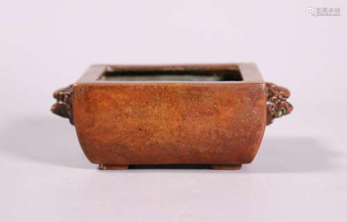 Chinese Rectangular Cast Bronze Incense Burner