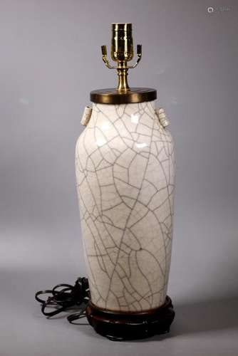 Large Chinese Crackle Glazed Cream Porcelain Vase