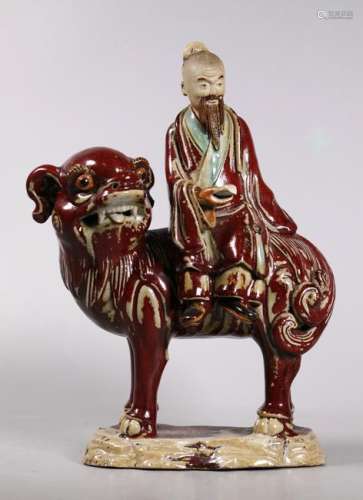 Chinese Shiwan Flambe Porcelain Immortal Fu Dog
