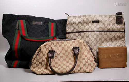 3 Vintage Gucci Handbags; Sm Duffle Shoulder Tote