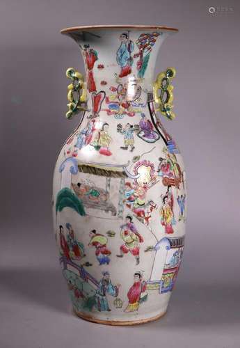 Chinese Qing Son & Parent Devotion Porcelain Vase