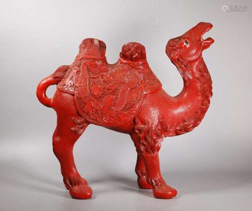 Chinese Standing Cinnabar Lacquer Bactrian Camel