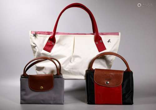 3 Vintage Travel Handbags, 2 Longchamps, 1 Agnes B