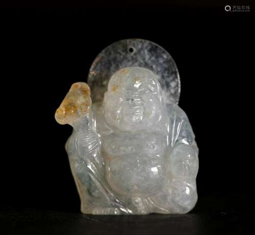 Chinese Icy Translucent Bodhi Buddha Pendant