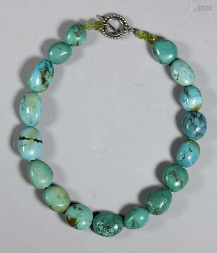 Antique Turquoise Bead Necklace; 162.5G