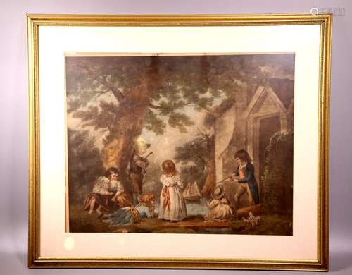 Old Master English Print Children & Toy Boats