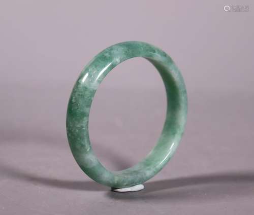 Chinese 1/2 Round Natural Green Jadeite Bangle