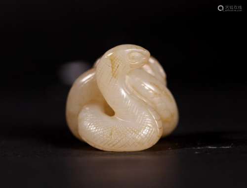 Chinese Qing Warm White Jade Snake Toggle