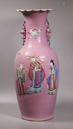 Large Chinese 19 C Famille Rose Porcelain Vase