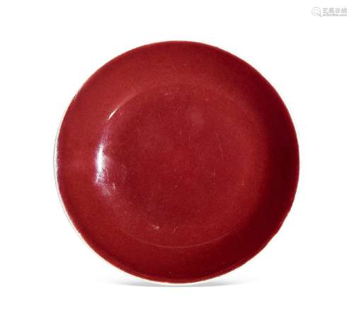 清中期 红釉盘