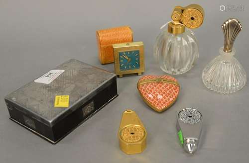 Group of assorted items to include crystal perfume with