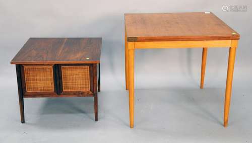 Three piece lot to include 70's caned walnut stand with