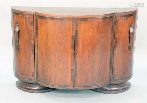 Danish art deco rosewood sideboard with shaped top with