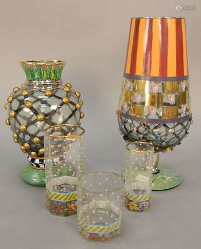 Mackenzie - Childs group to include two glass urns with