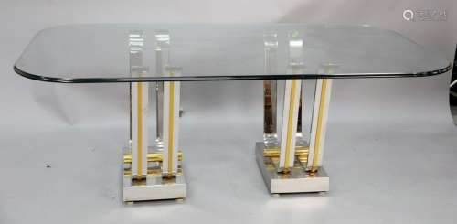 Romeo Rega dining table with glass top and heavy bases