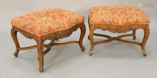 Pair of custom Louis XV style ottomans. ht. 18 in.,