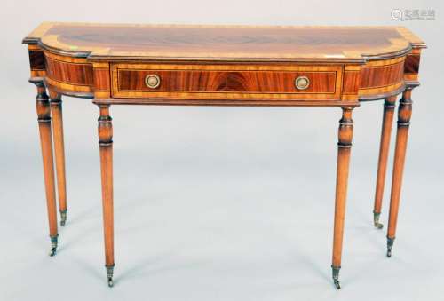 Maitland Smith inlaid mahogany hall table with drawer.