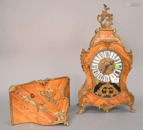 Louis XV style shelf clock and shelf, inlaid case