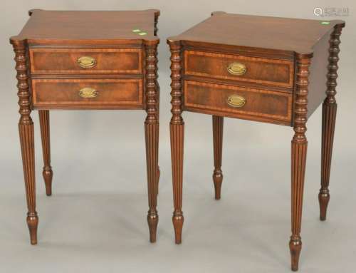 Pair of custom mahogany Sheraton style two drawer