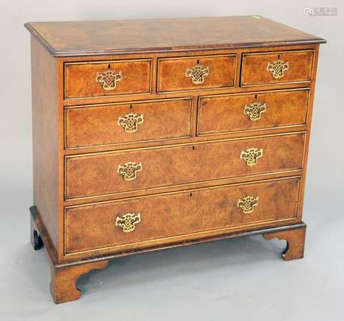 George III style walnut oyster veneered three over two