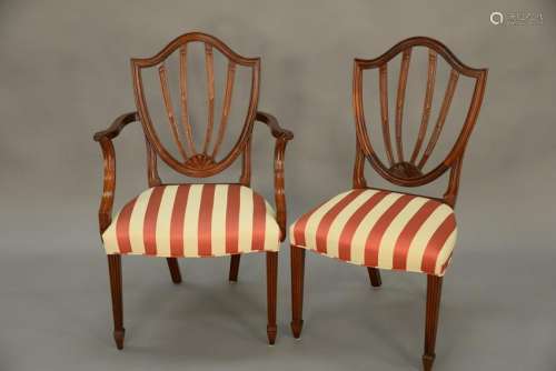 Set of six Baker Federal style dining chairs with fully