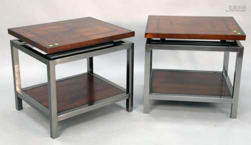 Pair of contemporary side tables. Ht. 25 in., Top: 23