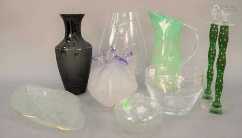 Group of nine art glass pieces to include Mary Argus