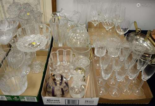 Six tray lots of crystal and glass to include cut glass