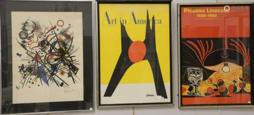 Seven framed modern lithograph prints and posters to